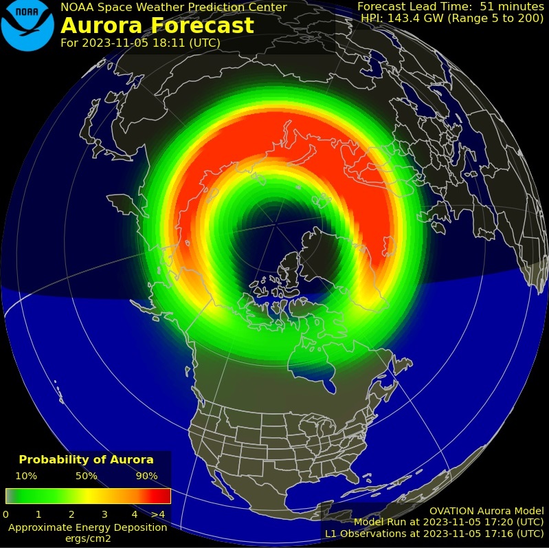 20231105 1720 UT NOAA Aurora forecast